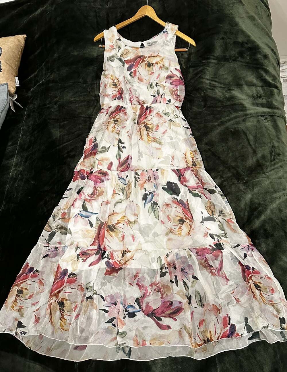 Lara G. Made in Italy Floral Silk Blend Tiered Sleeveless Maxi Dress - Picture 2 of 6